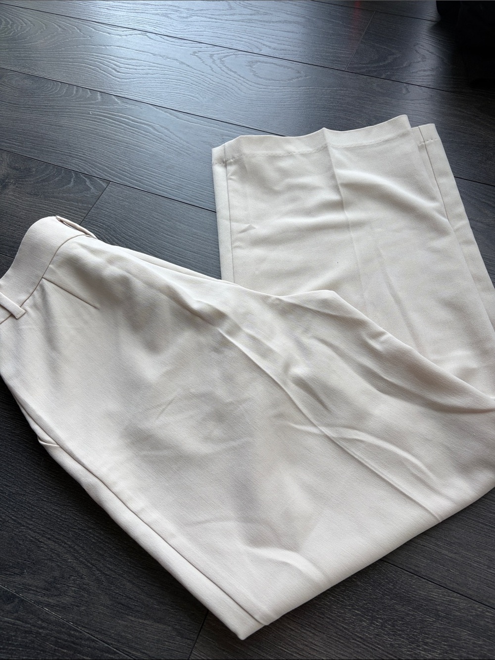 OAK + FORT Cream High-Waist Tailored Trousers